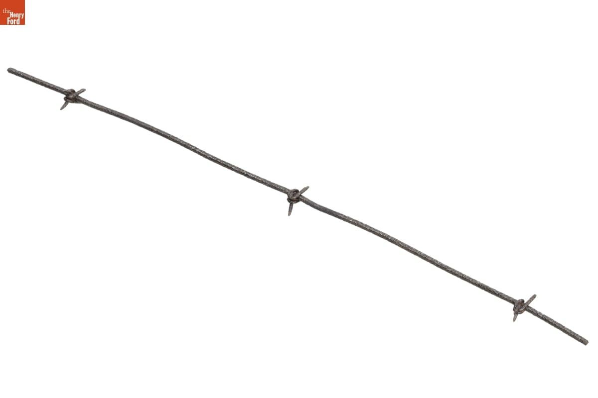 Wing's Two-Staple Barb on Round Line Barbed Wire, Patented 1878