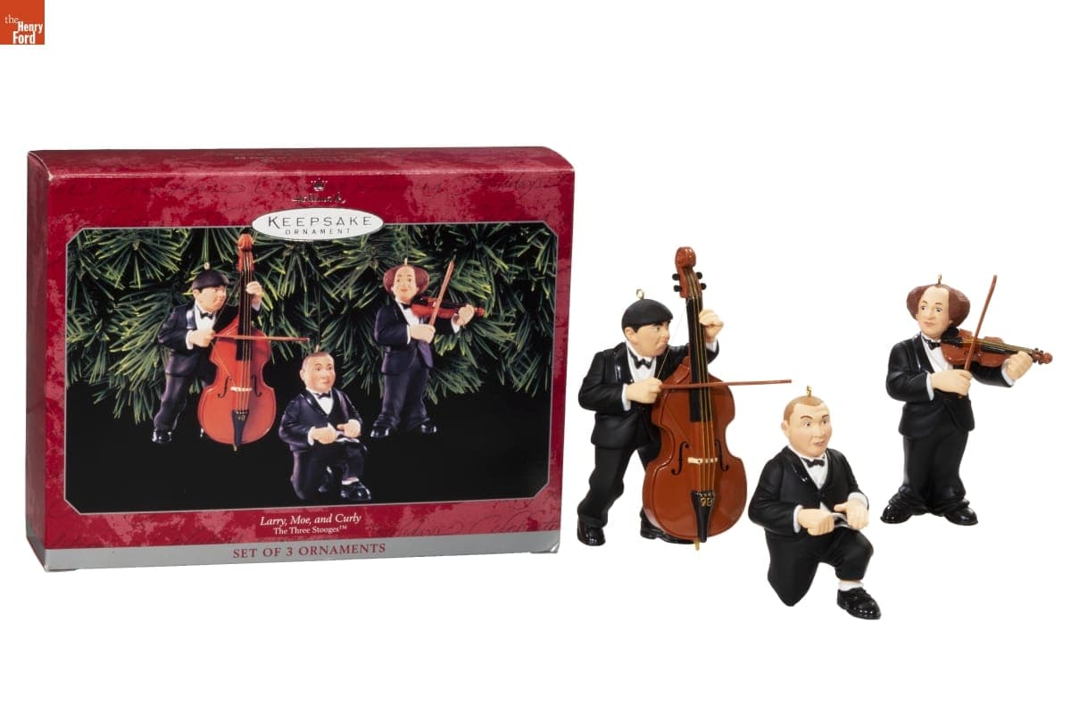 Hallmark "The Three Stooges: Larry, Moe, and Curly" Christmas Ornaments, 1998