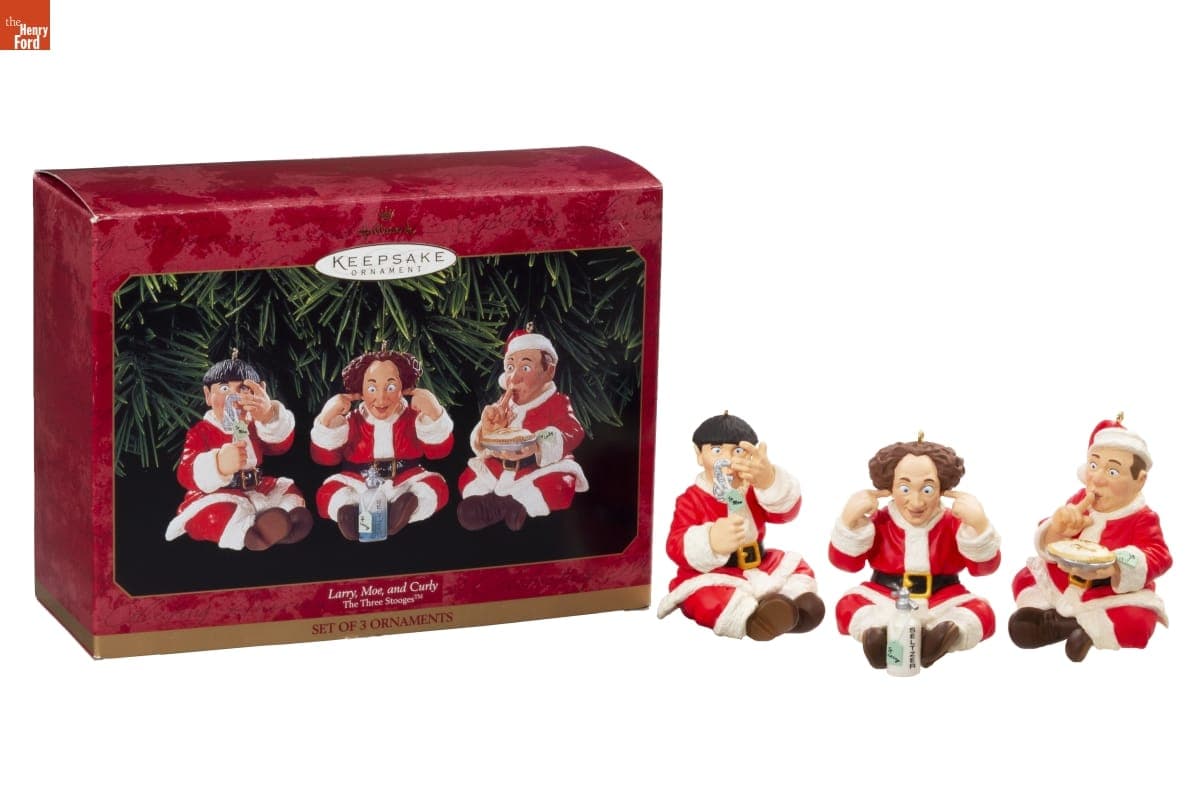 Hallmark "The Three Stooges: Larry, Moe, and Curly" Christmas Ornaments, 1999