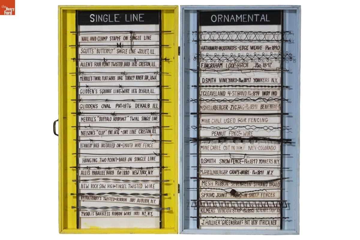 Barbed Wire Collection Display, Patents 1876-1881