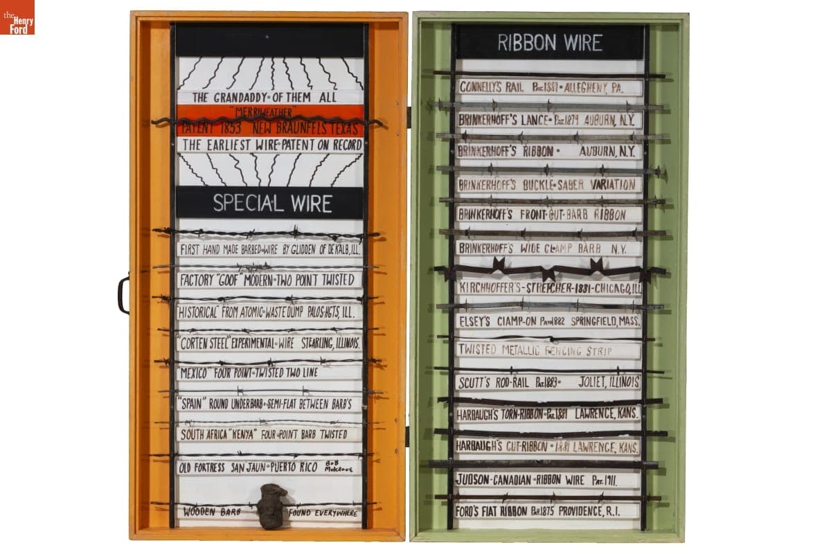 Barbed Wire Collection Display, Patents 1853-1911