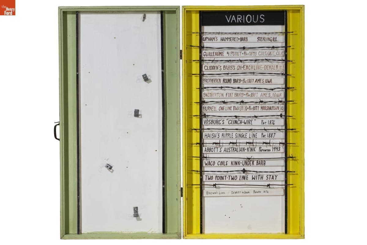 Barbed Wire Collection Display, Patented 1876 - 1943