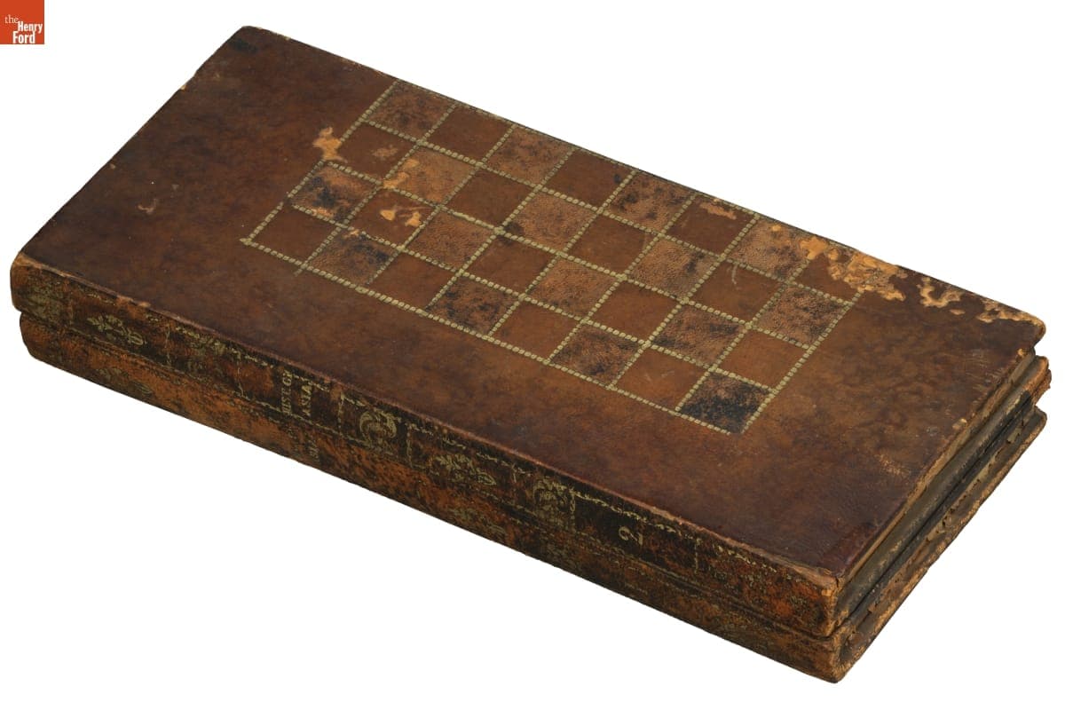 Checkerboard and Backgammon Board, with Game Pieces, 1840-1860