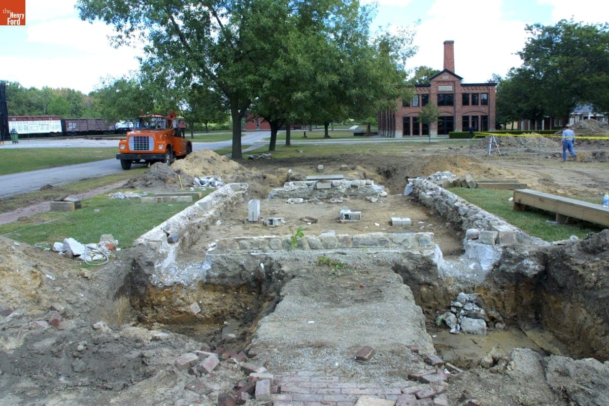 Richart Wagon Shop Former Site after Its Relocation during the Greenfield Village Restoration Project, September 2002