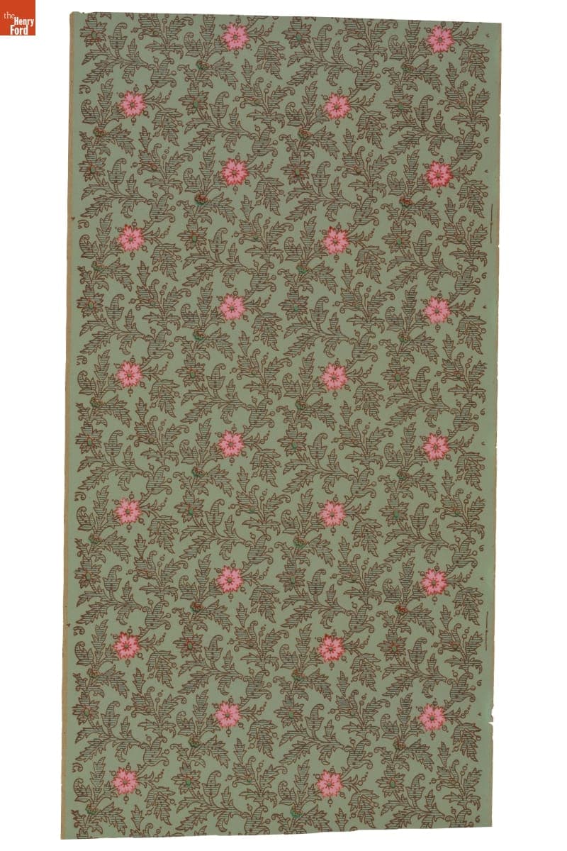Floral Wallpaper Sample, 1870-1890