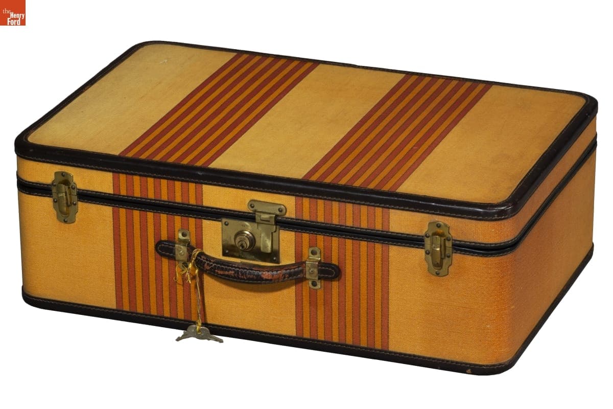Oshkosh "Chief Stripe Line" Suitcase, 1920-1950