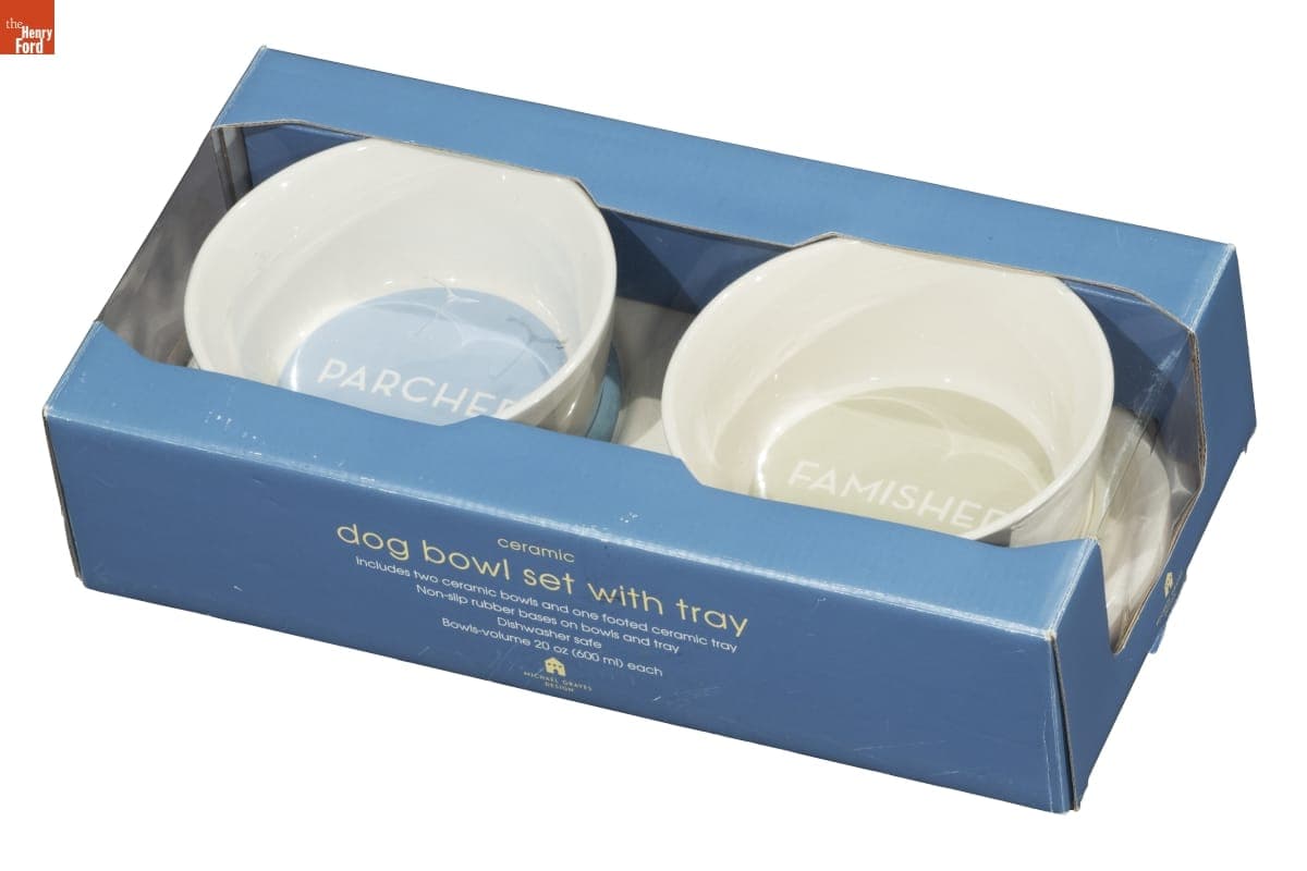 Ceramic Dog Bowl Set with Tray, Production Sample, 2006