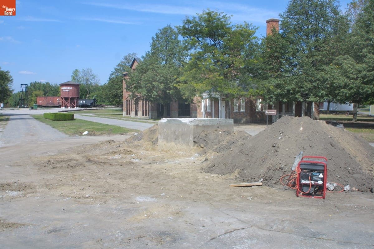 Thomas Edison Statue Former Site after Relocation during the Greenfield Village Restoration Project, September 2002