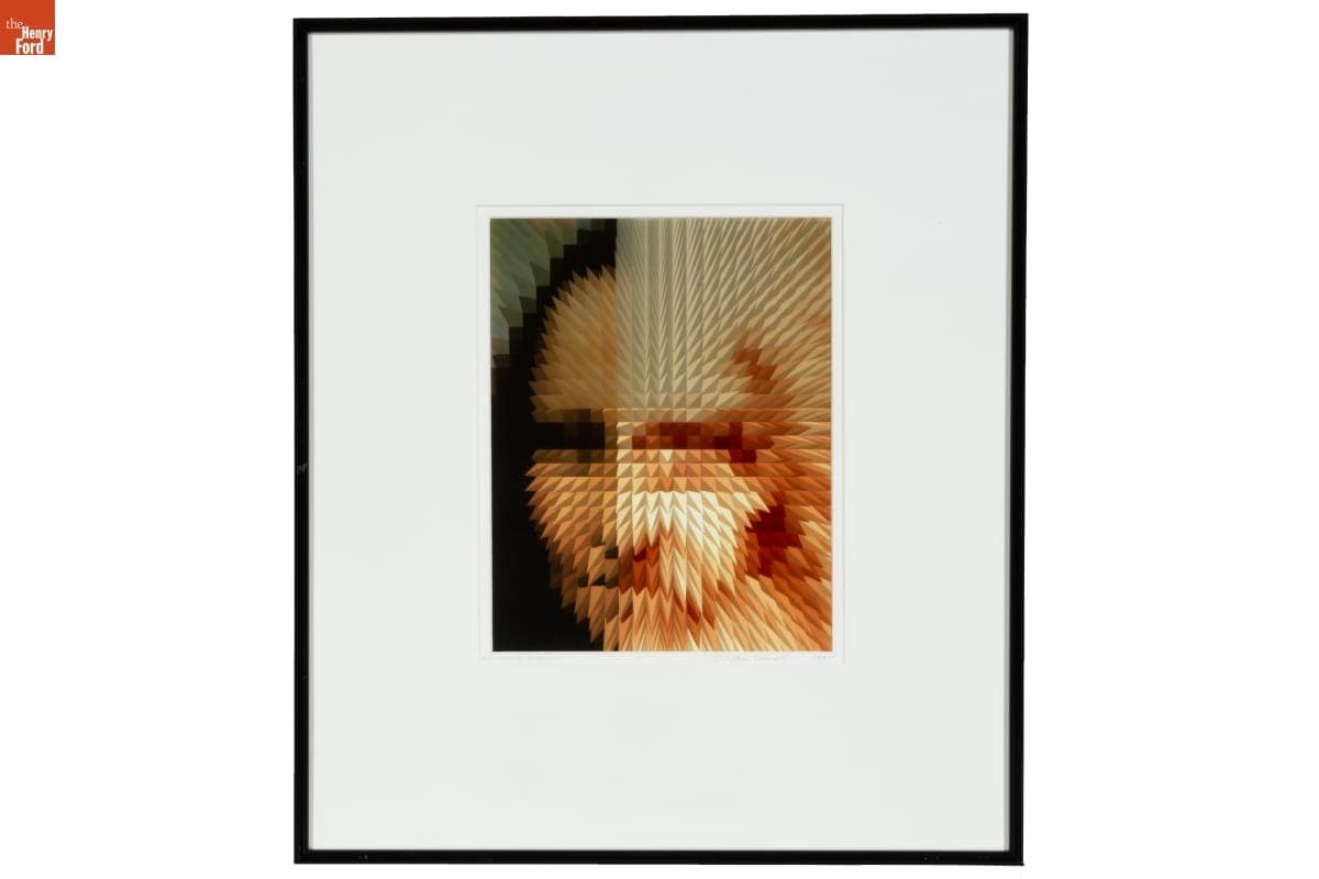 "M/L Extrude Triangles" by Lillian F. Schwartz, 1995