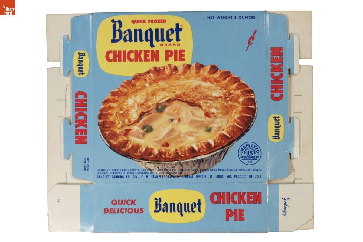 Banquet Chicken Pie Packaging, 1960-1965