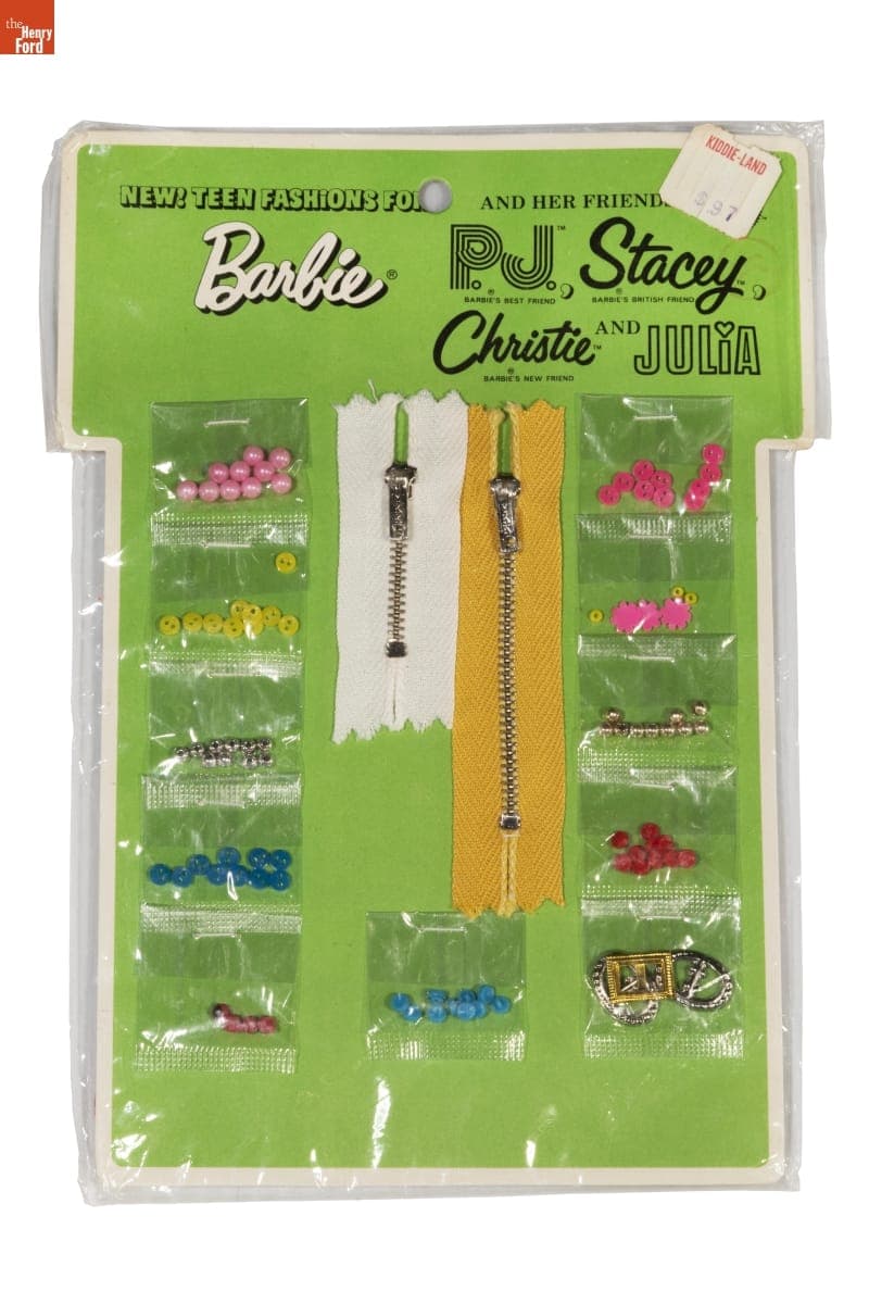 Buttons, Zippers and Decorative Embellishments for Creating Doll Fashions, circa 1969