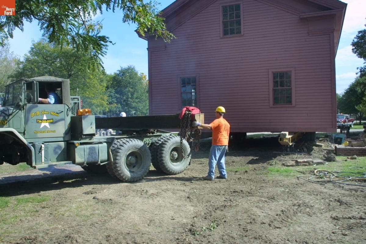 Gunsolly Carding Mill Being Relocated during the Greenfield Village Restoration Project, October 2002