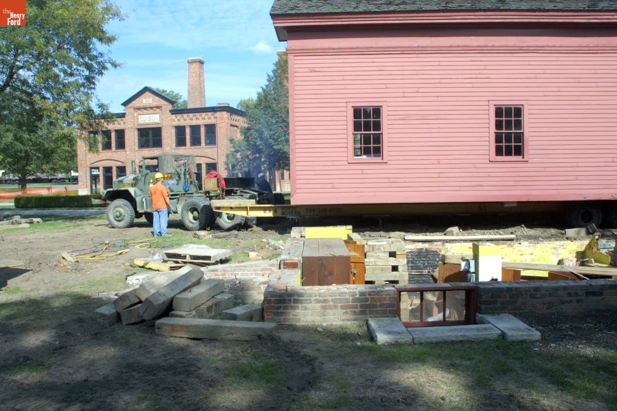 Gunsolly Carding Mill Being Relocated during the Greenfield Village Restoration Project, October 2002