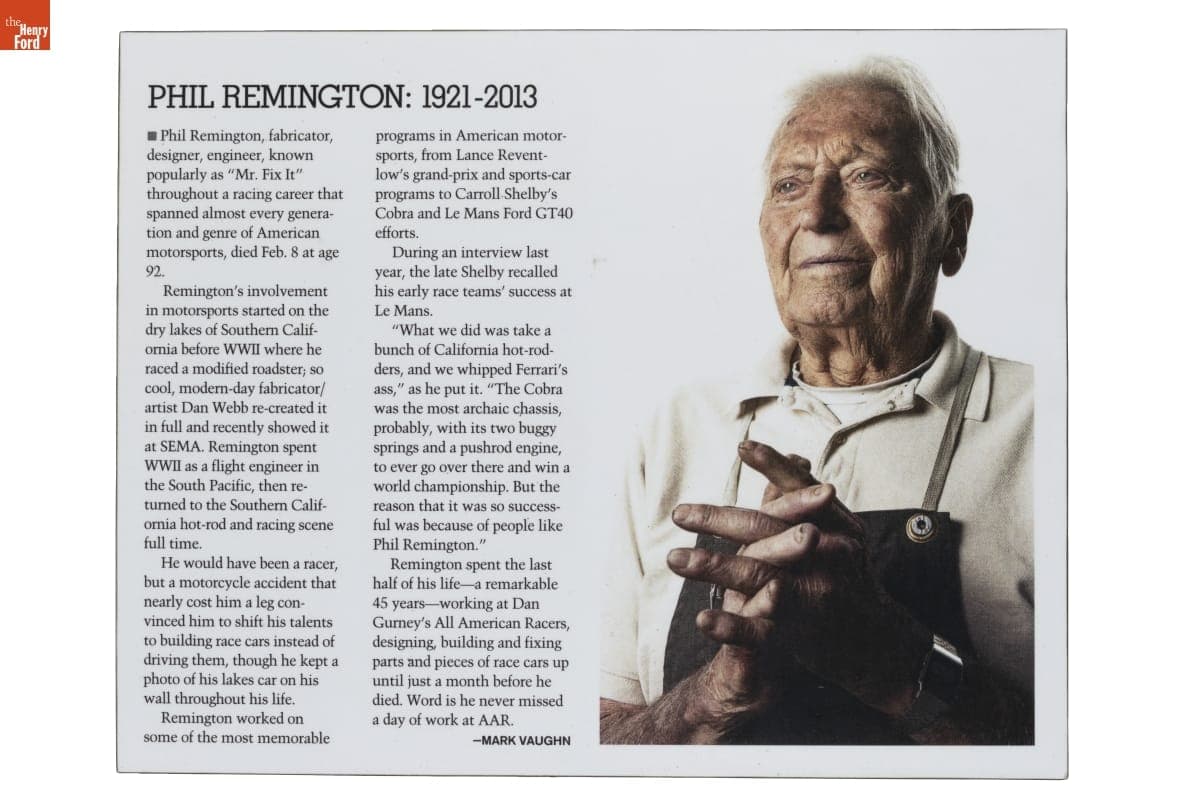 Commemorative Poster, "Phil Remington, 1921-2013"