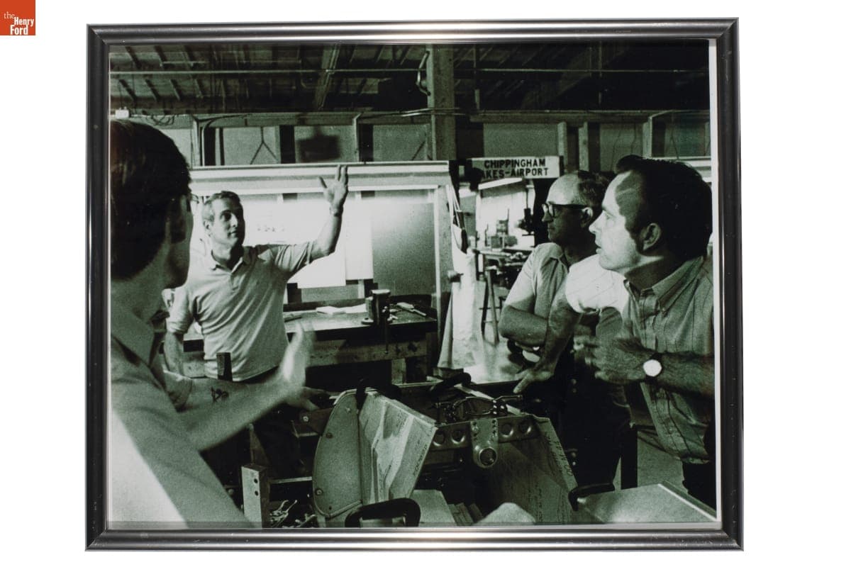 Paul Newman at Dan Gurney's All American Racers, Photograph Owned by Phil Remington