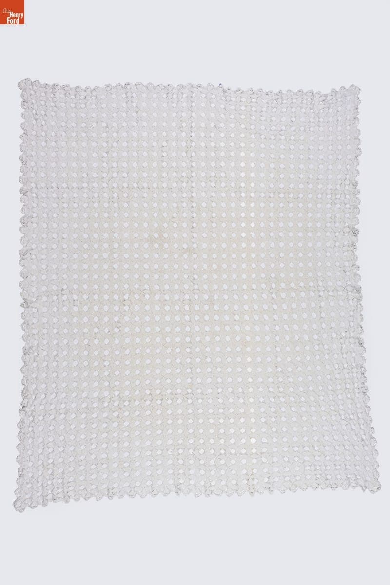 Hand-Crocheted Full Bedspread, circa 1953