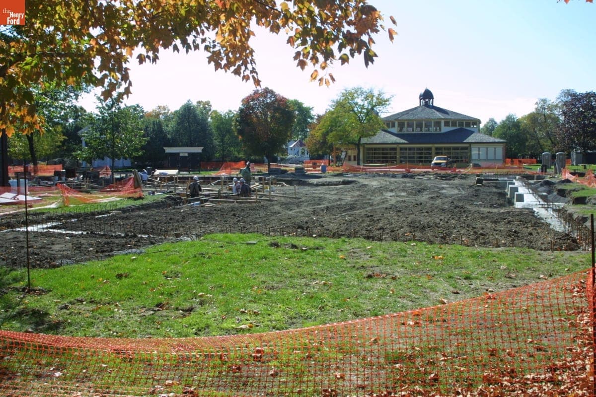 Lodge at Christie & Main Construction Site, Greenfield Village Restoration Project, October 2002