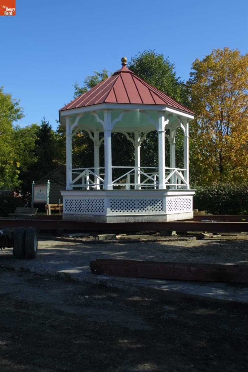 Bandstand Being Relocated during the Greenfield Village Restoration Project, October 2002