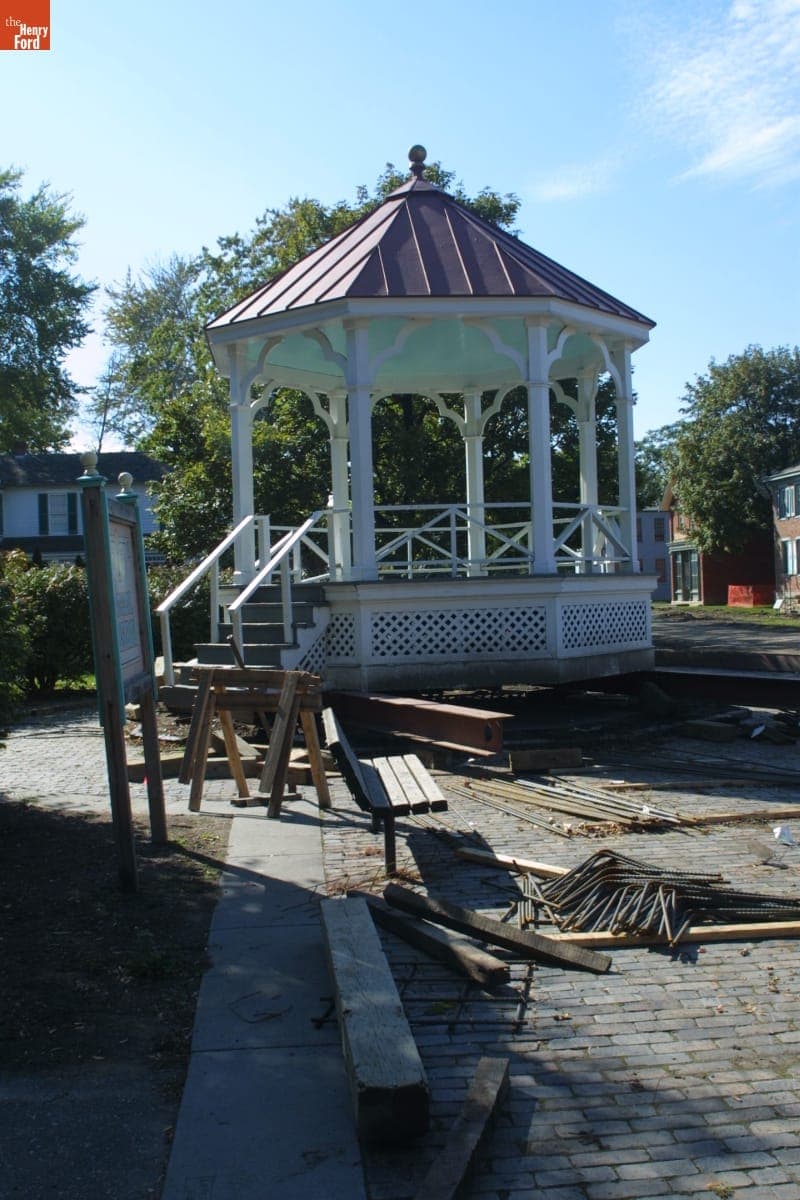 Bandstand Being Relocated during the Greenfield Village Restoration Project, October 2002