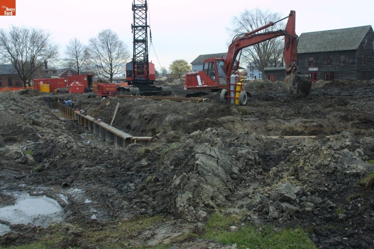 Mill Pond Construction Site during the Greenfield Village Restoration Project, November 2002