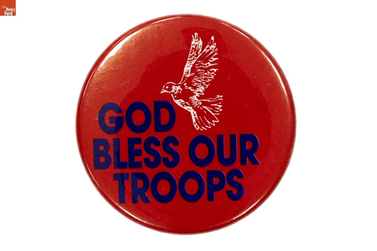 "God Bless Our Troops" Button, 1991