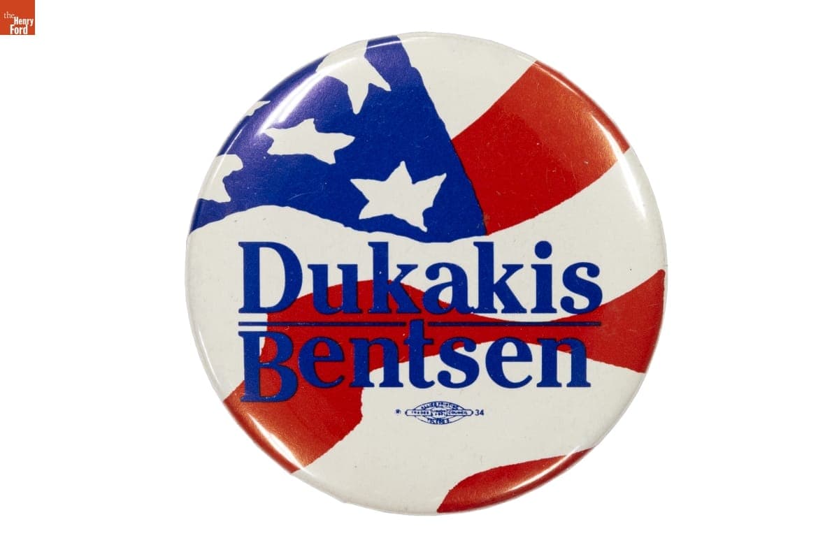 "Dukakis-Bentsen" Campaign Button, 1988
