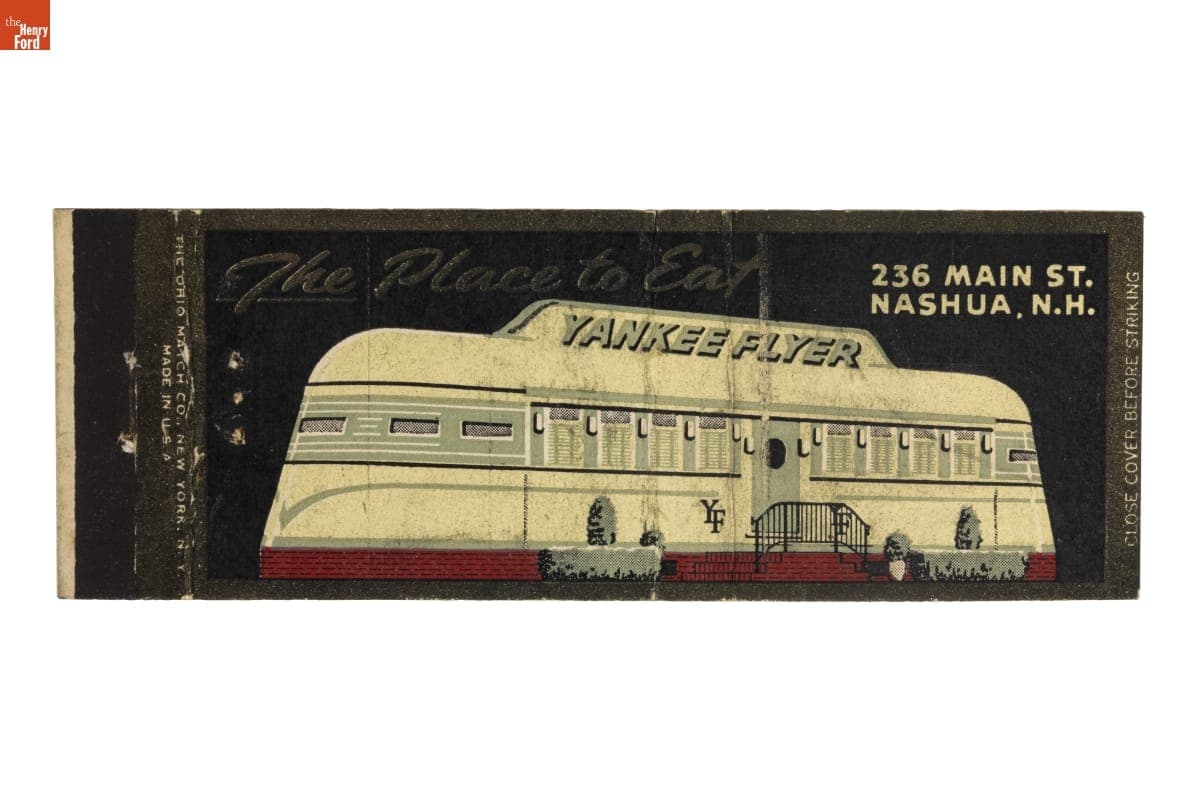 Yankee Flyer Diner Matchbook, Nashua, New Hampshire, 1940-1965