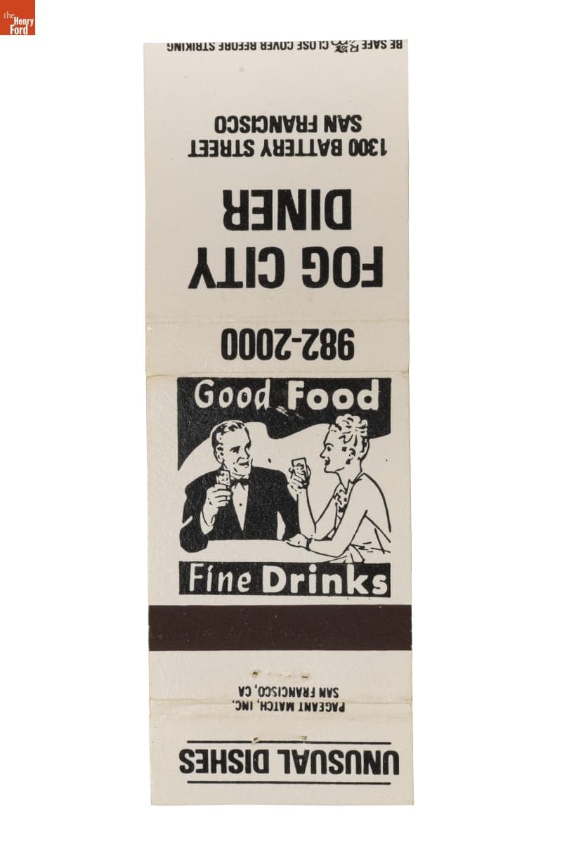 Fog City Diner Matchbook, San Francisco, California, 1984-1995