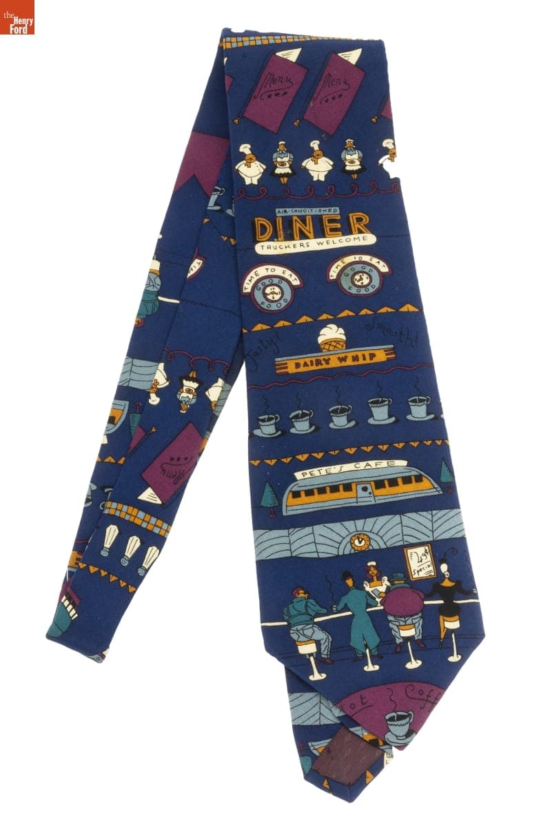 Diner-Themed Necktie, 1980-1990