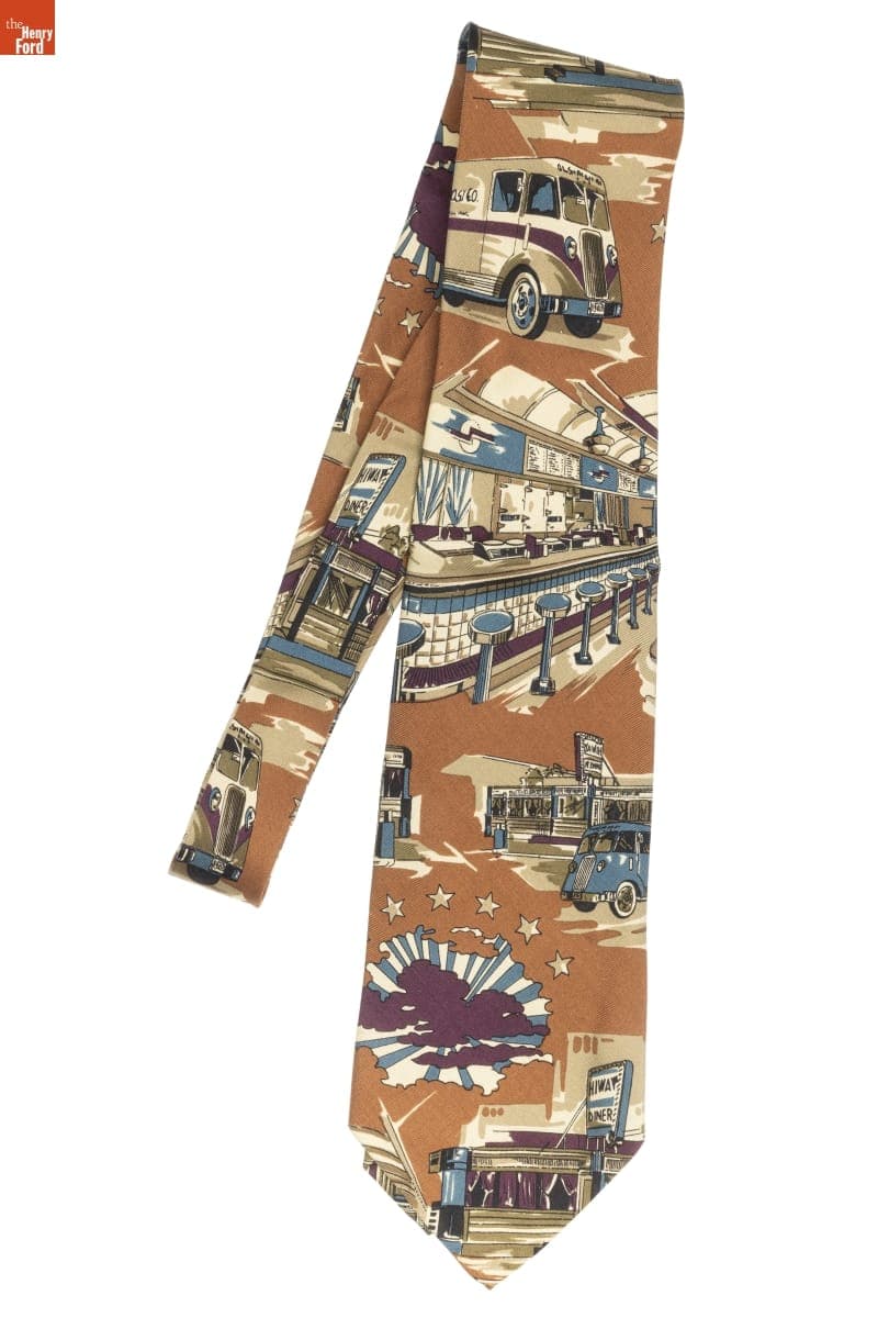 Diner-Themed Necktie, circa 1990