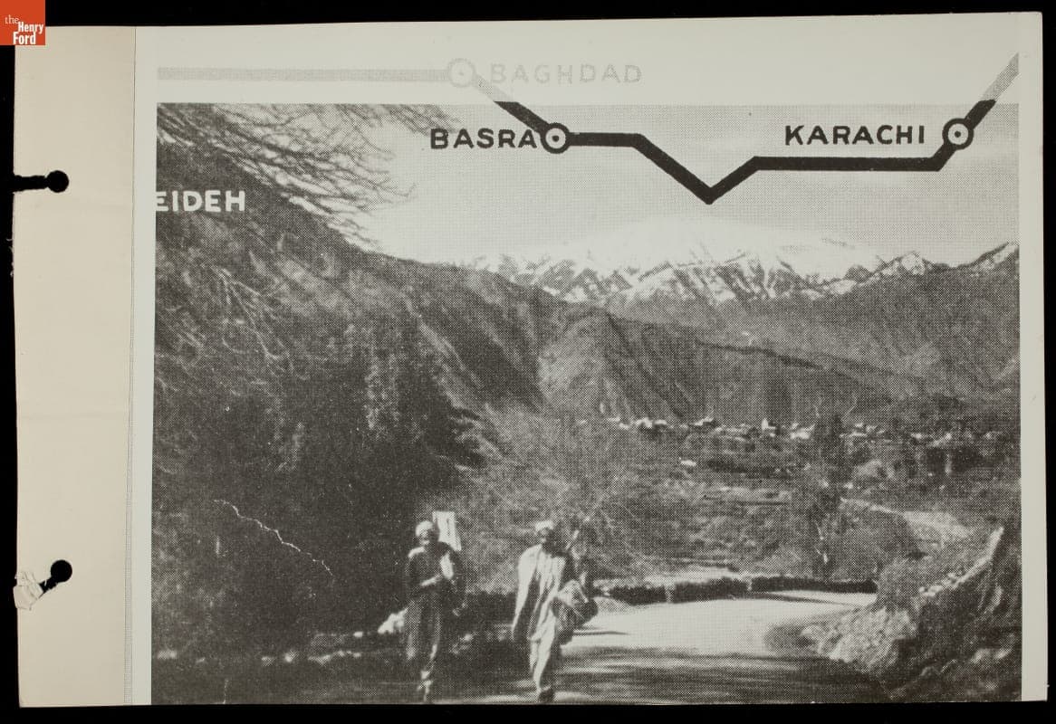 Men Walking on Mountain Road between Basra, Iraq and Karachi, Pakistan, circa 1930