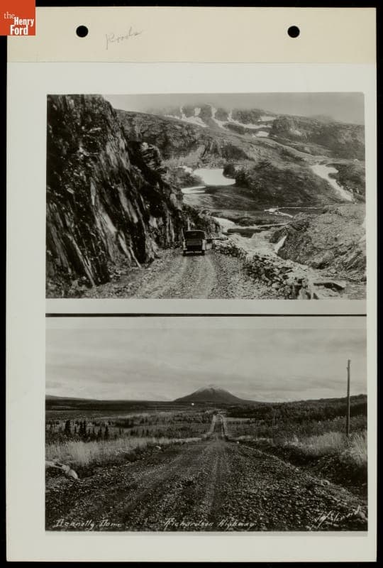 Dirt Road down a Glacier Area and Donnelly Dome on Richardson Highway, Alaska, circa 1929