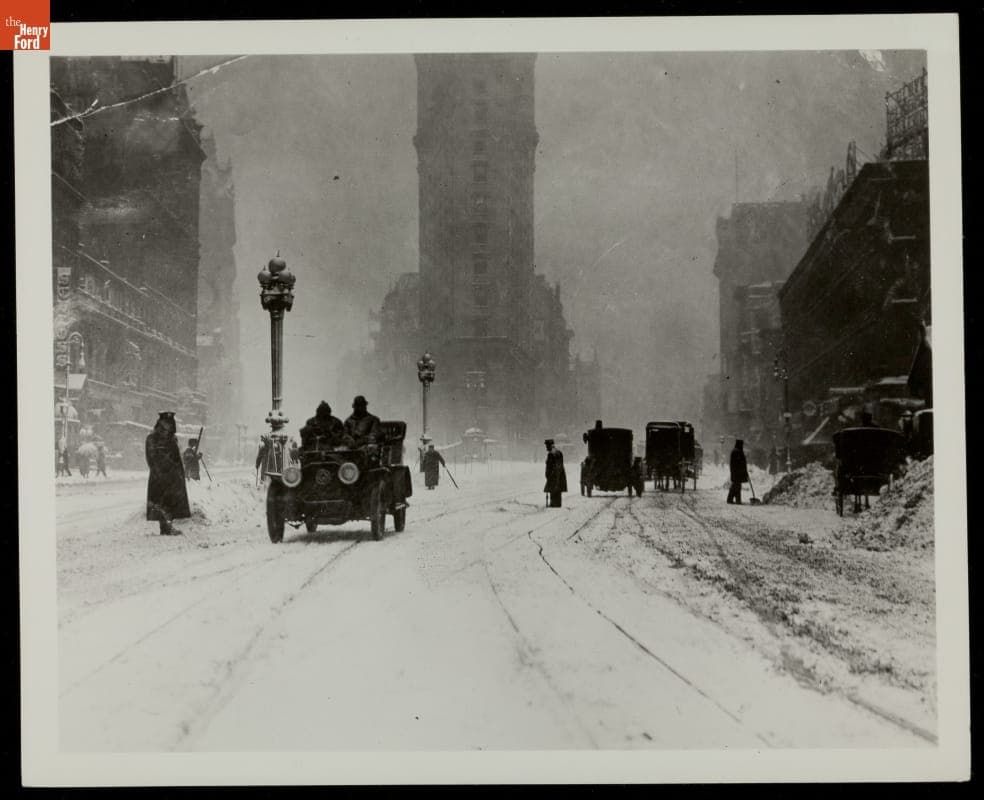 Driving in Snow, New York, New York, 1910-1920