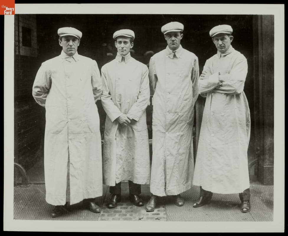 Four Men Wearing Motoring Clothes, 1905-1910
