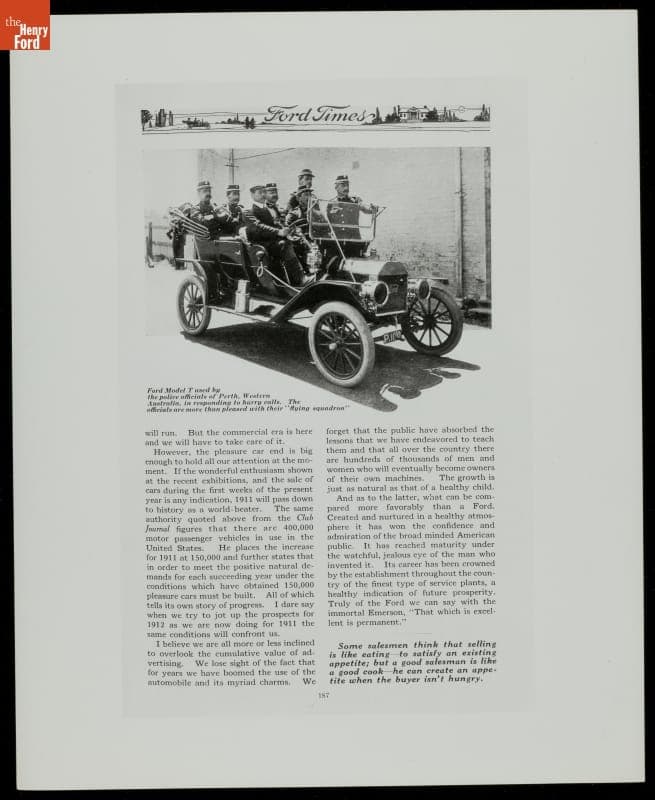 Ford Model T Automobile Used by Police Officials, Perth, Western Australia, 1911