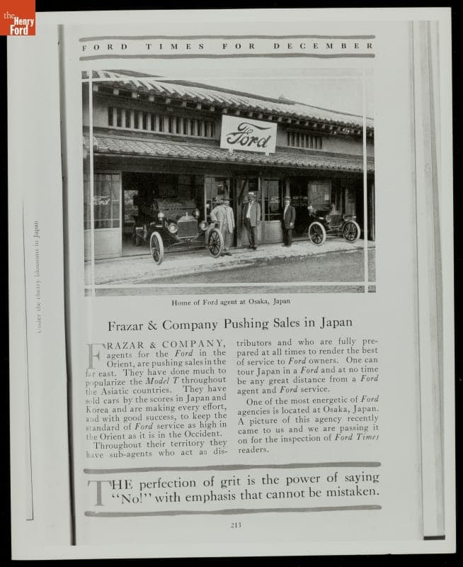 Frazar & Company Pushing Ford Sales in Osaka, Japan, 1913