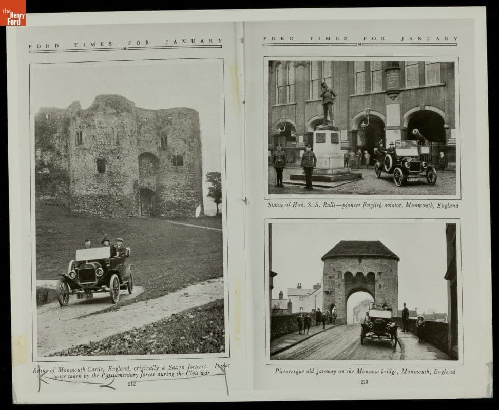 Ford Model T Driving Past Monmouth Castle, England, 1914