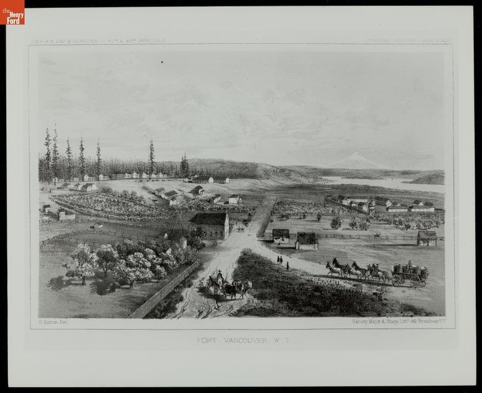 Photograph of a Lithograph, "Fort Vancouver, W. T.," 1857-1864