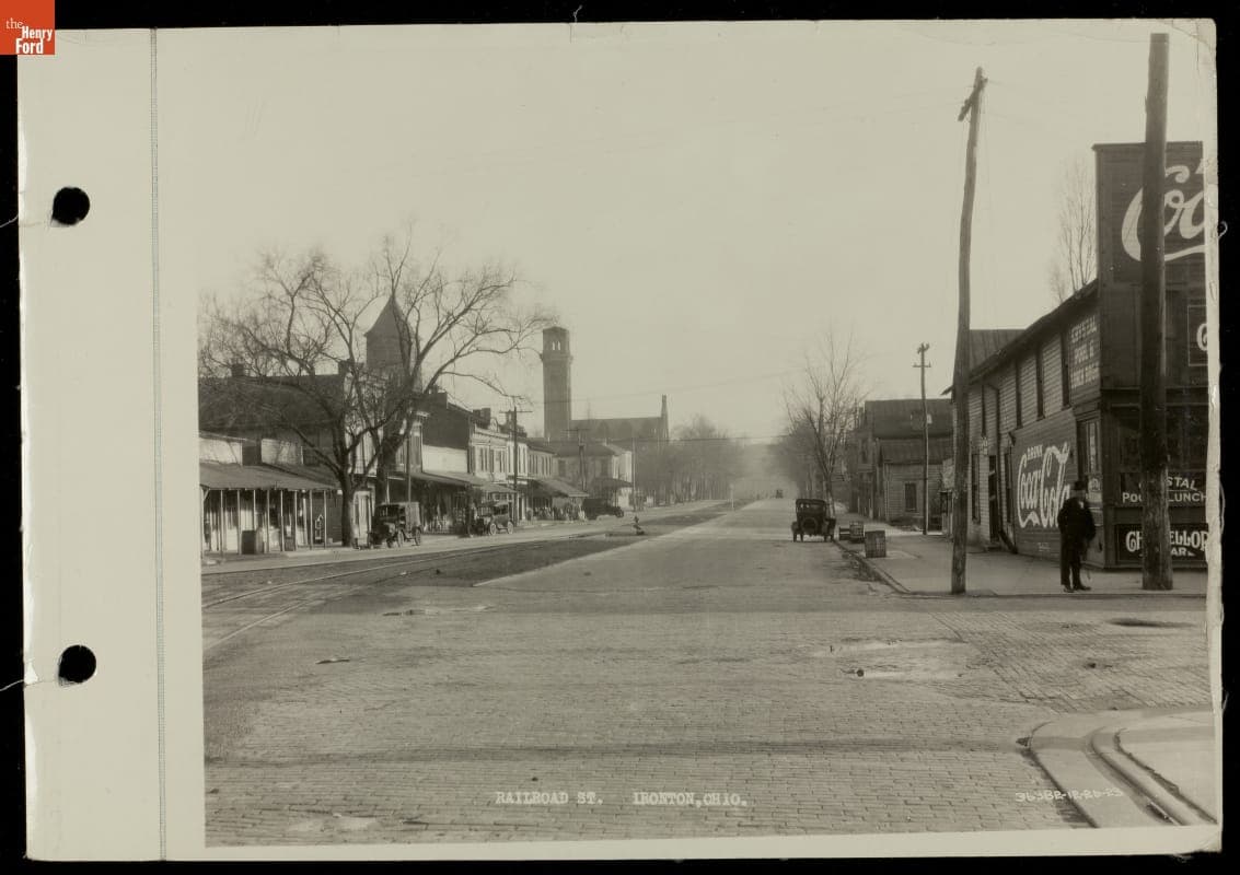 Brick Street and Rail Tracks in Ironton, Ohio, 1923
