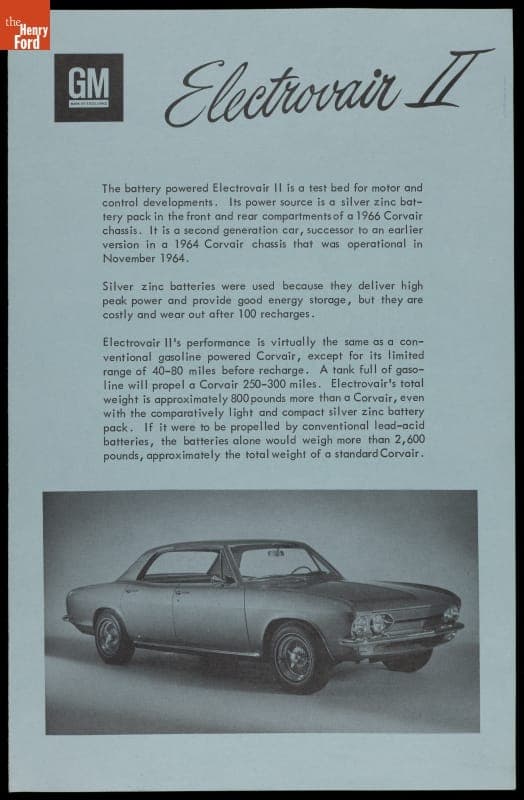 "GM Electrovair II" Brochure, 1966