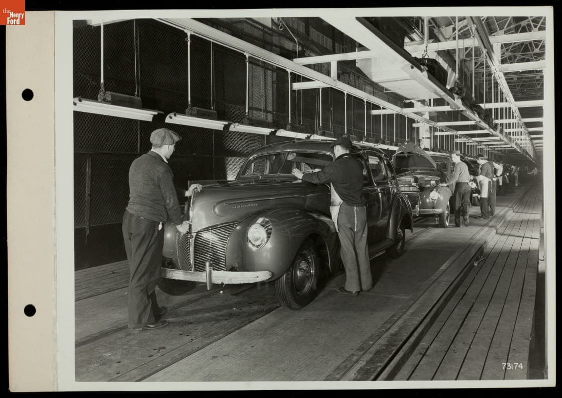 Mercury Sedan near End of Assembly Line, Ford Motor Company, 1940