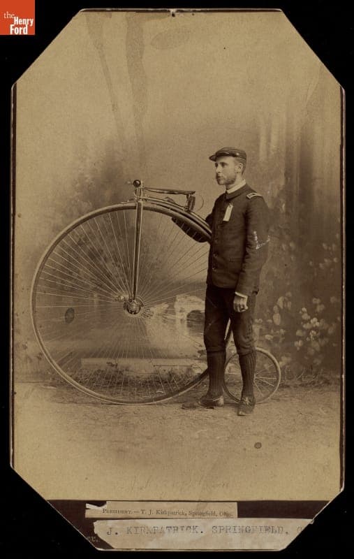 T. J. Kirkpatrick, President of the League of American Wheelmen, with Velocipede,  circa 1889