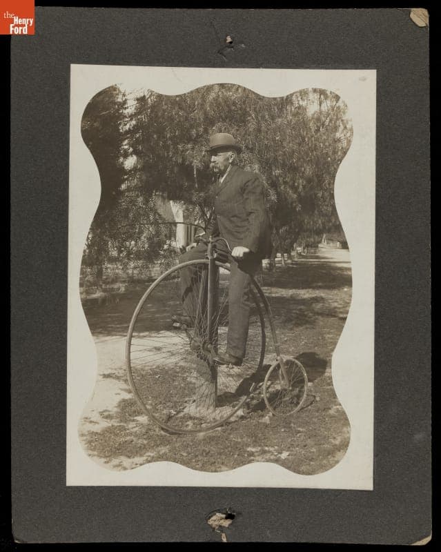 Edward P. Burnham on His Velocipede, circa 1905