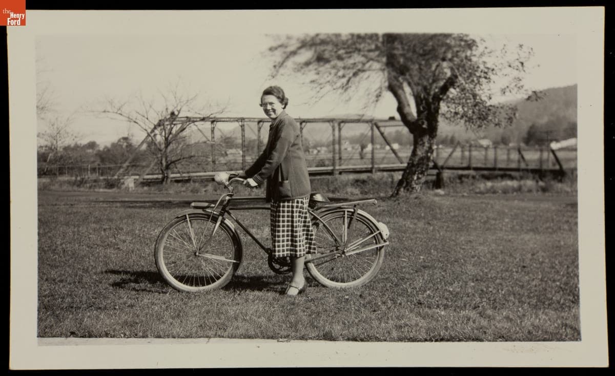 Anita Searl with a Bicycle, circa 1935