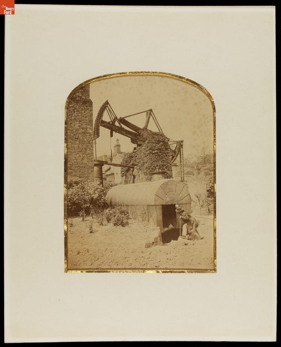 Boiler of circa 1750 Newcomen Atmospheric Engine in Ashton-under-Lyne, Manchester, England, circa 1880