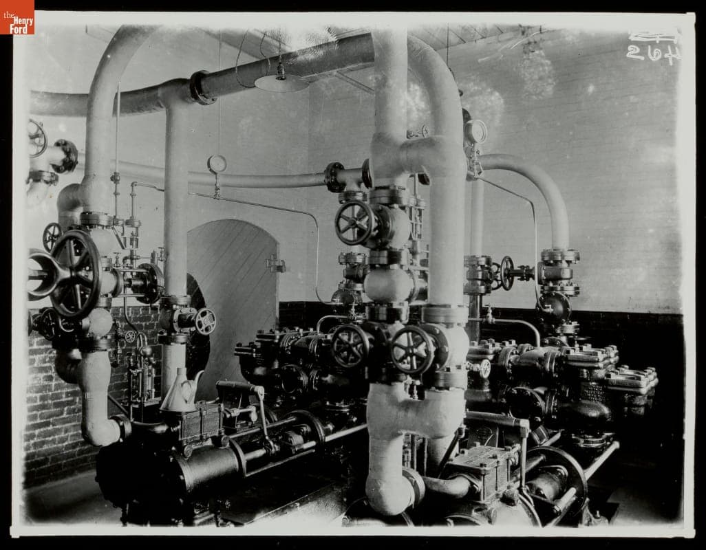 Engine Room at Manomet Textile Mill, New Bedford, Massachusetts, 1912.