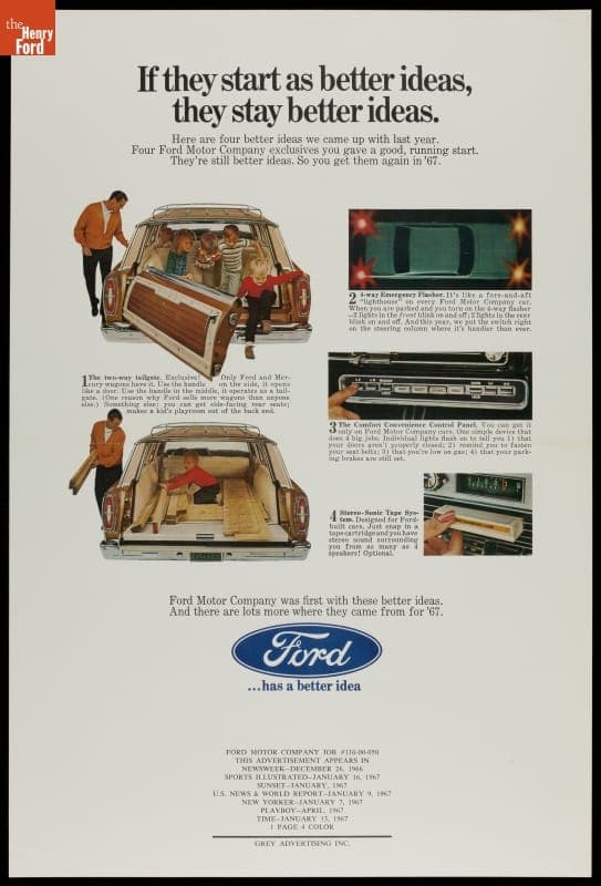"If They Start as Better Ideas, They Stay Better Ideas" Ford Motor Company Advertising Proof, 1967