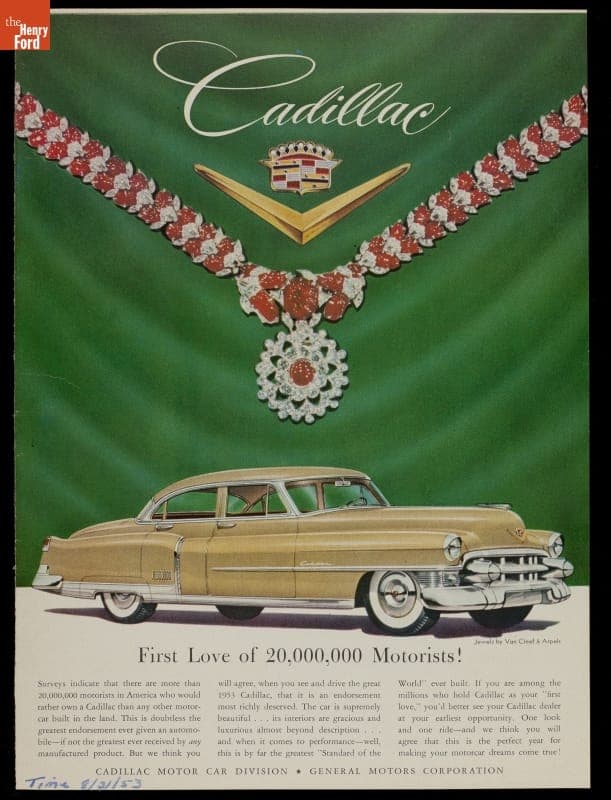 Advertisement, "First Love of 20,000,000 Motorists!," Cadillac, 1953