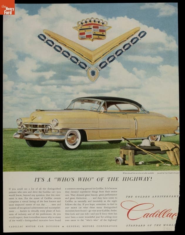 Advertisement, "Cadillac: It's a 'Who's Who' of the Highway!," 1952
