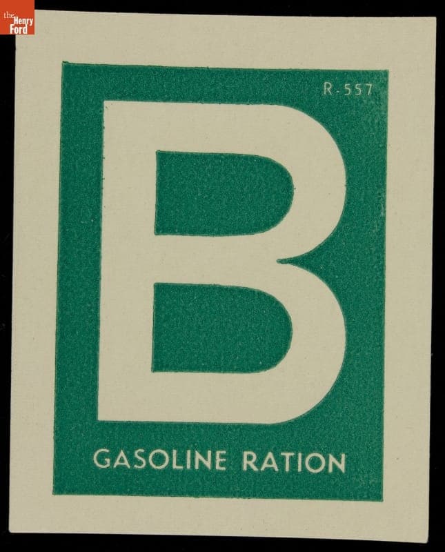 World War II Gasoline Rationing Sticker, Series "B," 1941-1945